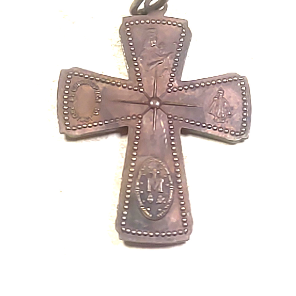 1830 Anique Copper/ Brass cross Catholic Saints Pendant - Picture 7 of 11